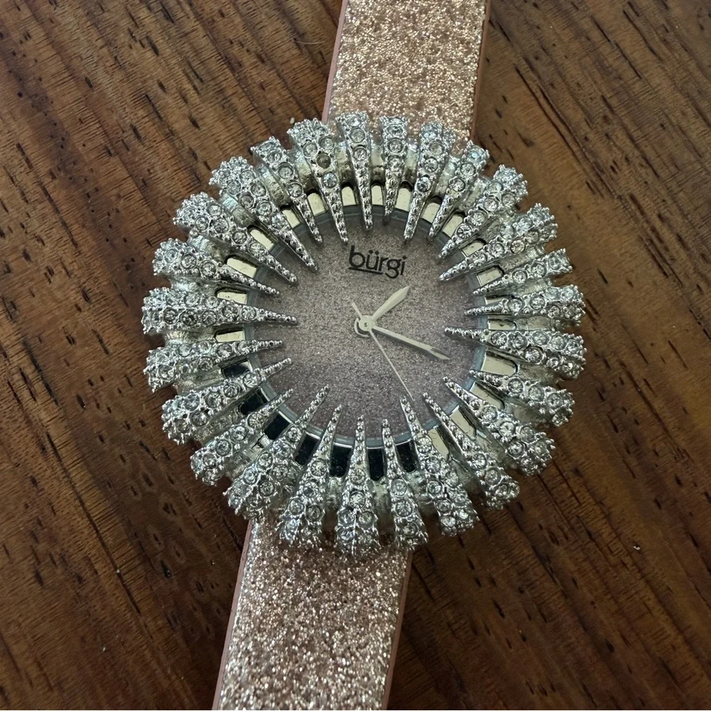 NWOT Burgi Silver and Pink Sparkle Unique Watch • Burning Man Sparkle Watch - Picture 6 of 8